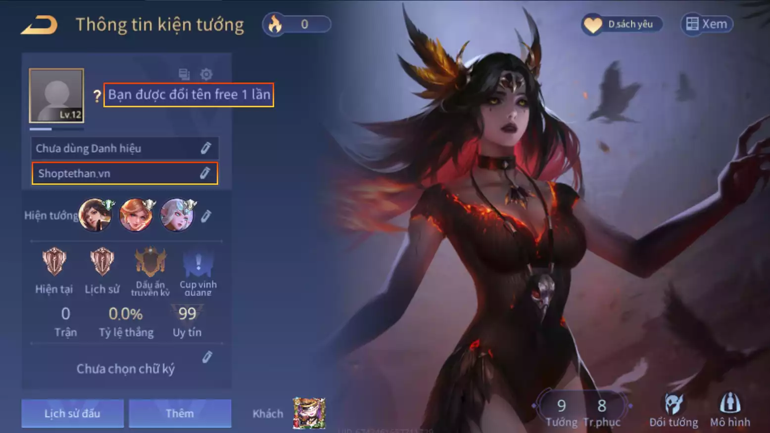 ACC REG: Natalya nghiệp hỏa yêu hậu, sẵn tướng, free đổi tên, trắng thông tin, bao ban/bao back